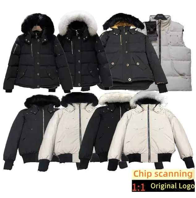 puffer jacket mens Moose coats nfc scan really fur collar winter jackets aline fashion down jackets waterproof designer hoodie extremely cold thicke