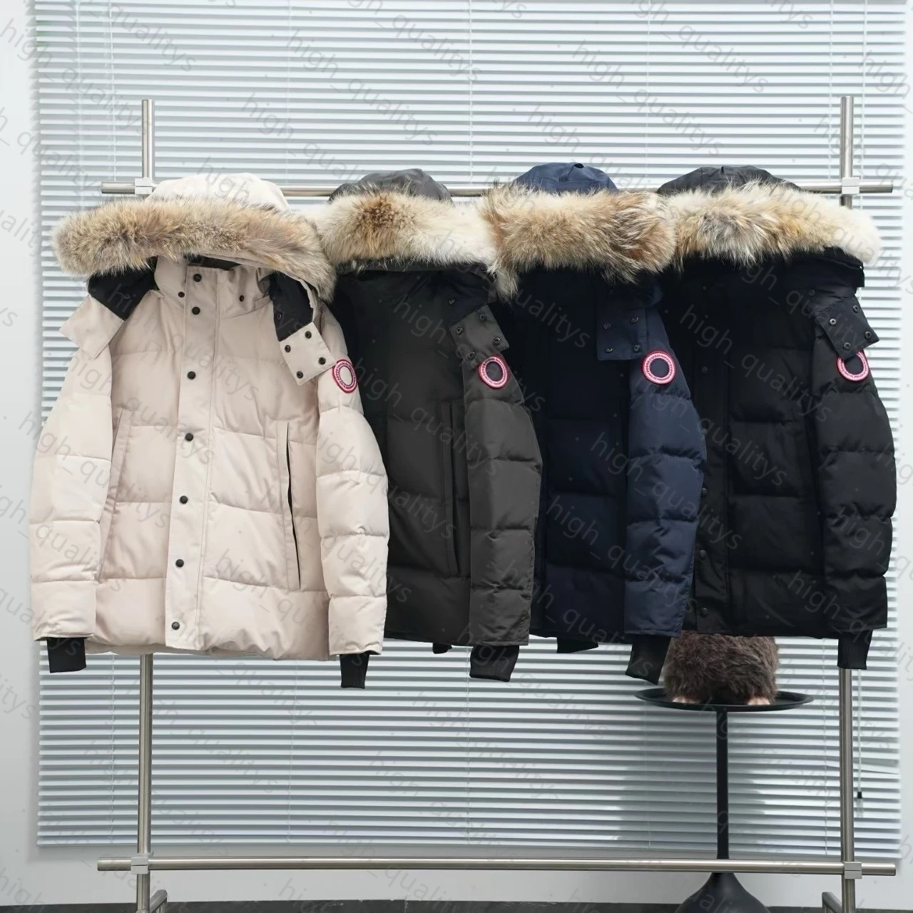 designer puffer jacket mens winter jacket wyndham jacket parka homme warm outerwear wolf fur hooded fourrure manteau jacket coat doudoune black labe
