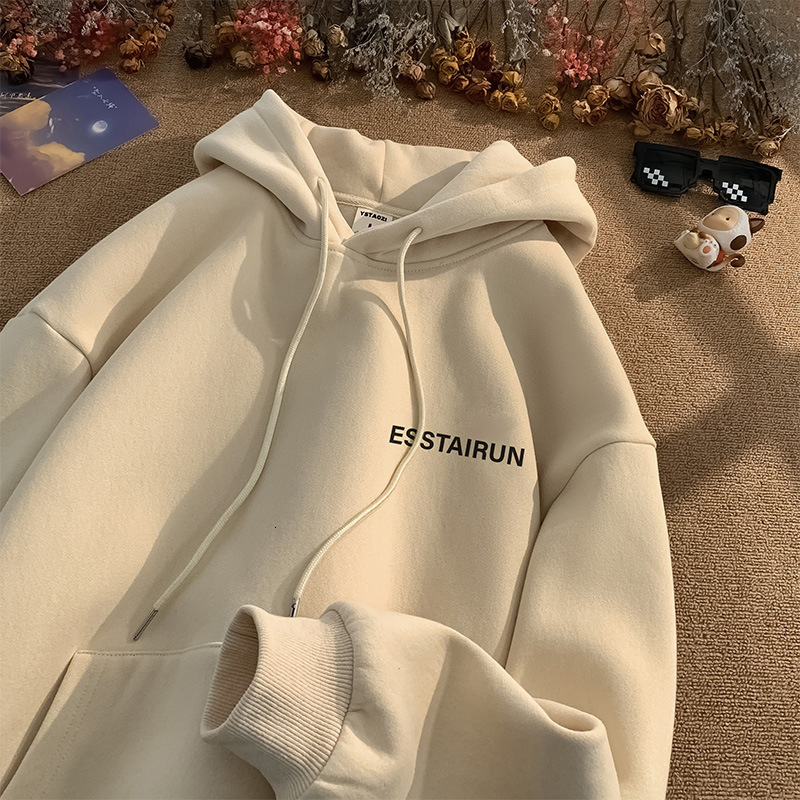 Men's hooded sweatshirt suitable for spring autumn and winter featuring an American streetwear style fleece lining 260602