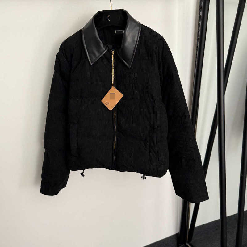 designer Women's Down & Parkas New style letter patch lambskin collar corduroy long-sleeve down jacket white duck down zipper coat