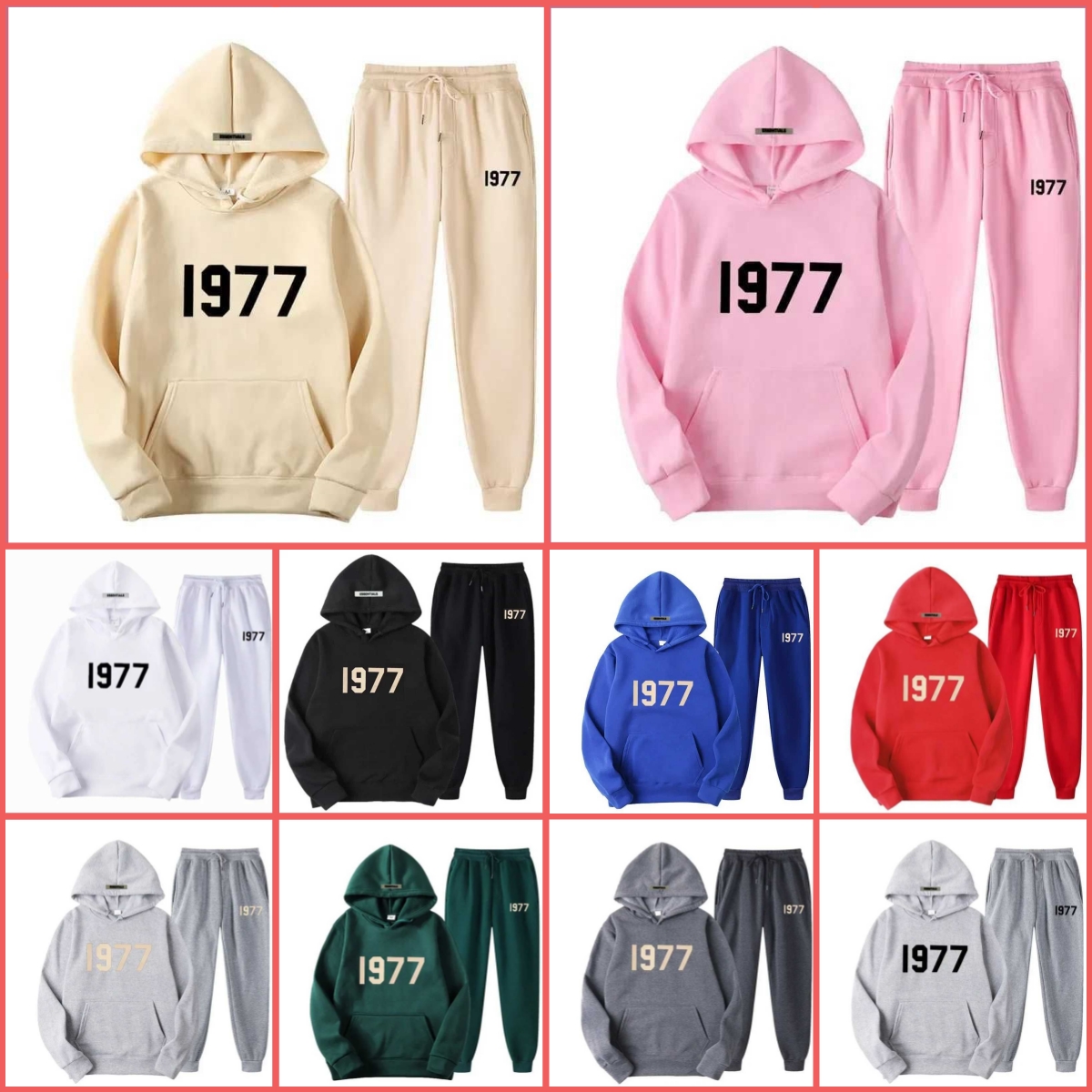 Classic Letter Graphic essentials Hoodies Unisex Tracksuit Men Women essentials Soft Cotton Loose Hooded Sweatshirt Sweatpants Set Daily Casual Stre