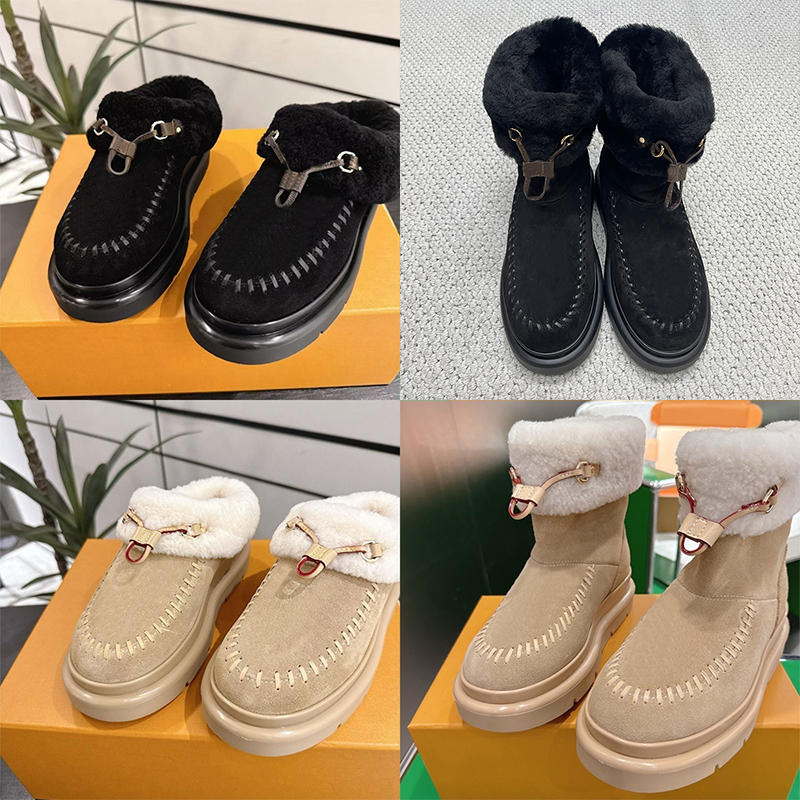 26s Hign Quality Winter Girls Snow Boots High Quality Suede Faux Fur Lined Chunky Platform Warm Cozy Everyday Outfit Short Boots 1212