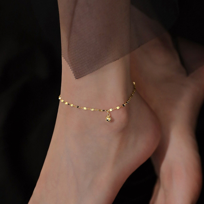 French Light Luxury Transfer Bead Titanium Steel For Women Simple New Versatile Exotic Style Super Shiny Sexy Anklet