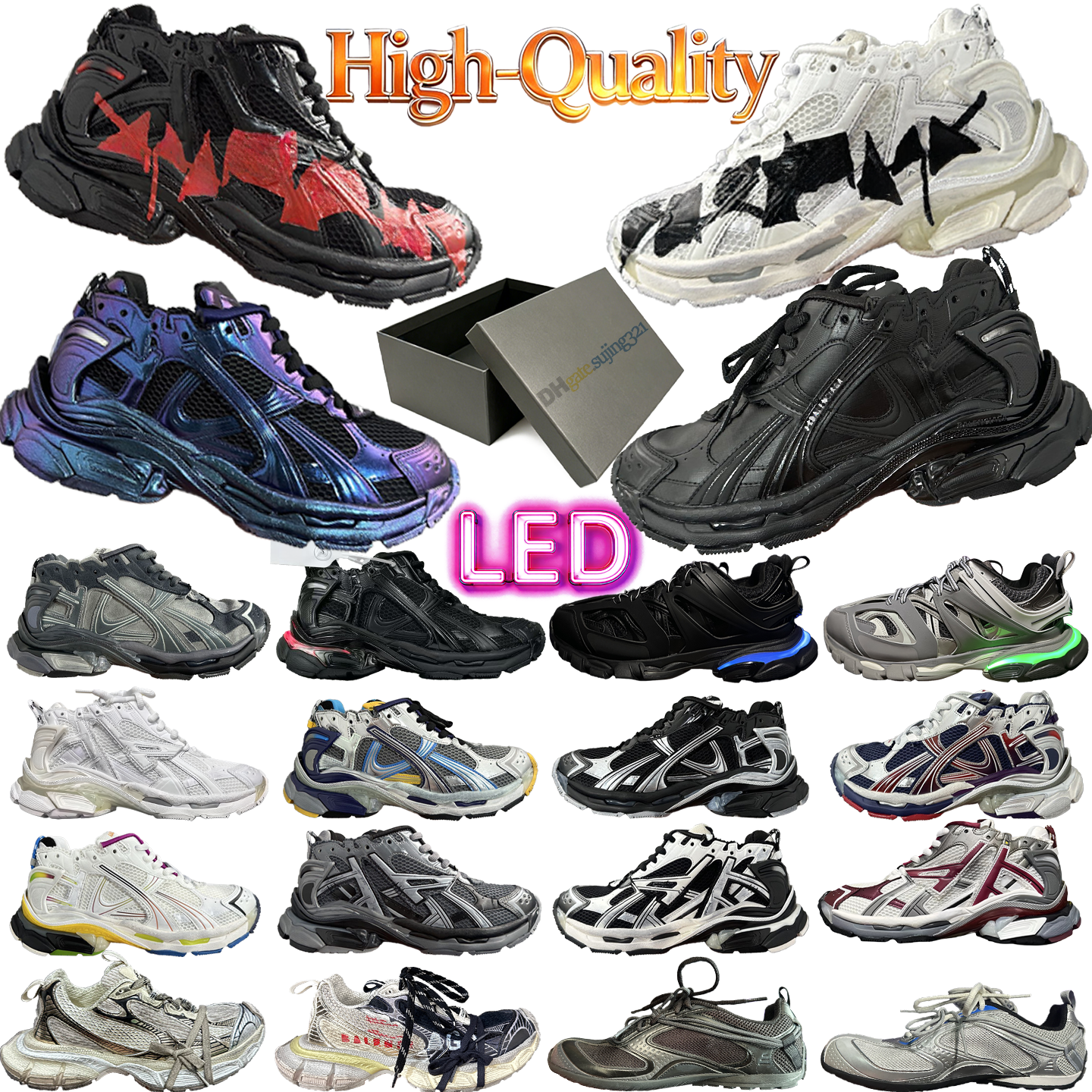 runner track 3xl radar defender sneakers 10A high quality led runner 7.0 7.5 track led 3.0 sneakers designer shoe men women distressed trainers casu