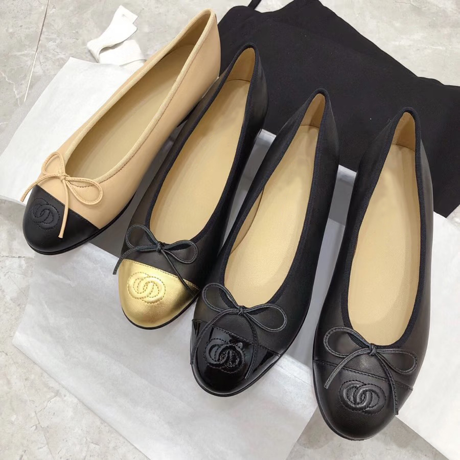 Designer shoes Paris Ballerina Black Ballet Shoes Flats Shoes Women Quilted Sandals Genuine Leather Slip on Luxury Round Toe Ladies Dress Shoes