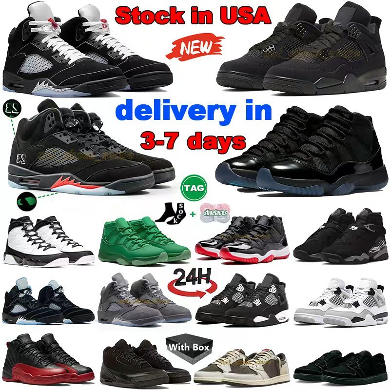 Avec boîte chaussures de basket-ball 4s 5s 11s OG 1s Halloween Gamma chat noir blanc loup gris 12 feu rouge blanc 8 ciment taxi Chicago hommes fe