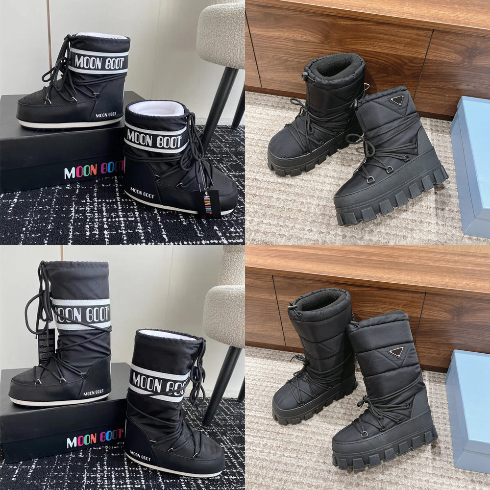 Fur Boot Shearling Apres-ski Boots designer Women Boots Nylon Gabardine Apres -ski Boots Ankle Boots Booties Winter Autumn Ski High Quality Thick-so