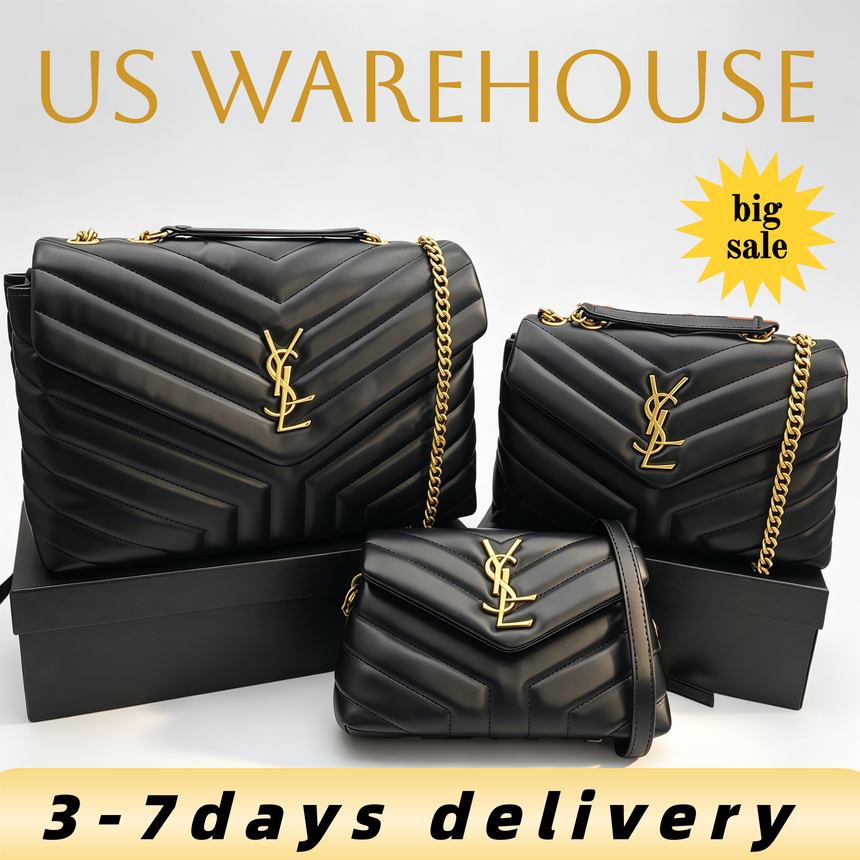 Luxury Designer Tote Bag Women Chevron Quilted Flap Shoulder Bag Luxury Gold Metal Logo Chain Crossbody Purse 3 Sizes Available US Warehouse 3-7 Day
