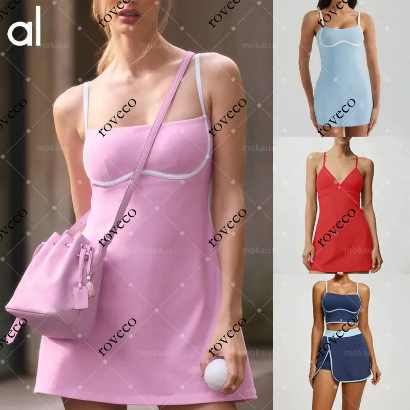 Yoga Women Sleeveless Sports Naked Feeling Pocket Anti Exposure Quick Dry Breathable Designer Tennis Skirt Summer Dress