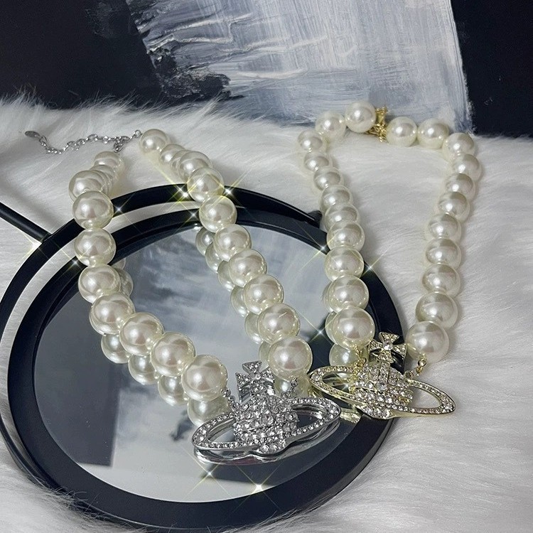 Classic Designer Gold Plated Zircon Planetary Pendant Pearl Necklace Luxurious Exquisite Gift Suitable For Ladies Elegant And Fashion To Match With