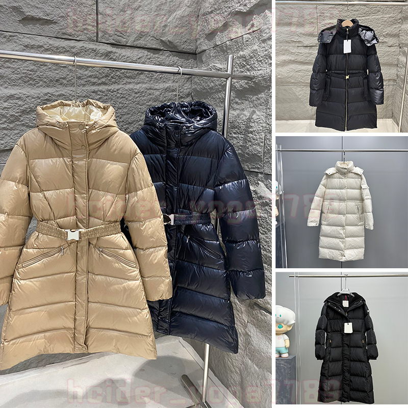 Designer Women's Winter Long Hooded Belted Puffer Down Jacket Real Fur Collar Coat Casual Loose Fit Windproof Warm Outerwear for Ladies Outdoor