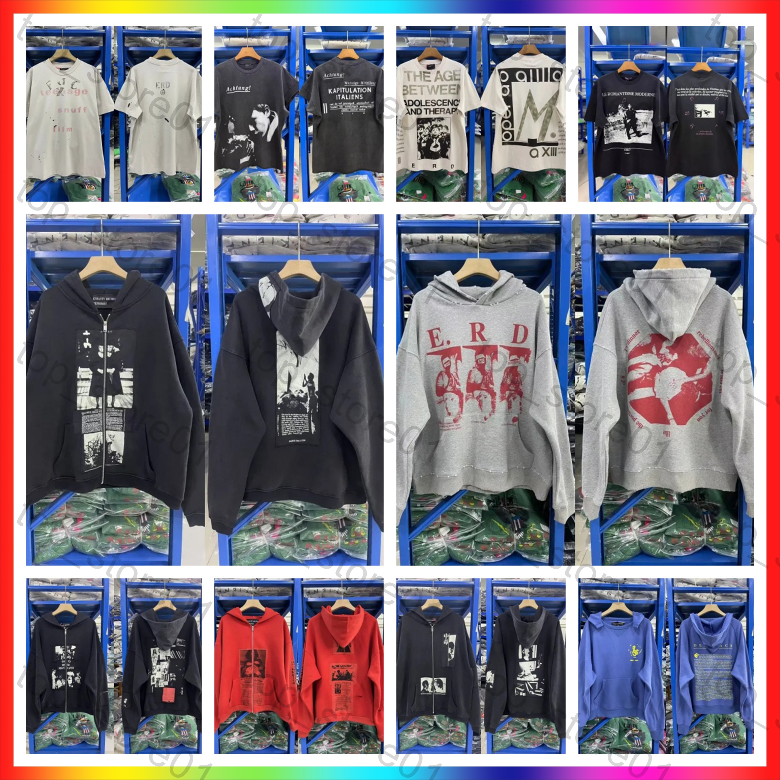 Designer Hoodie Men's erd hoodie Sweatshirt Fashion Retro Print T Shirts High Street Distressed Hole Sweatshirt Unisex Oversized Streetwear Hoo