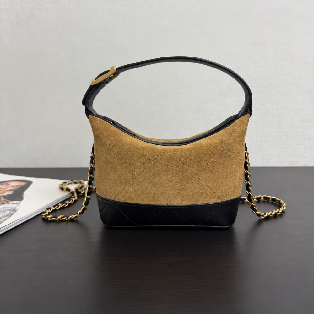 Designer Bag 25 Series Yellow Suede Leather Quilted Lunch Box Bag Top Handle Detachable Chain Strap Crossbody Purse Evening Daily Outing