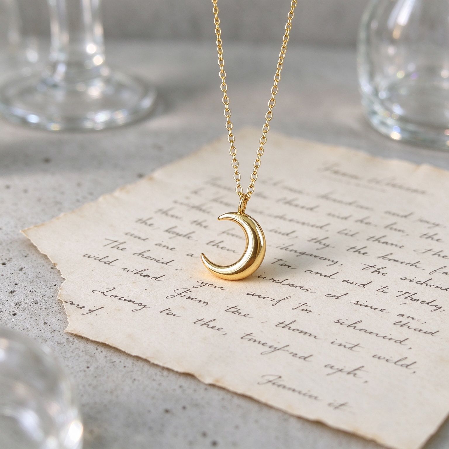 Retro-Style, Lightweight, Luxurious 3D Moon Pendant Titanium Steel Necklace For Women, Featuring New 18K Gold Design, Simple And Versatile, With Hig