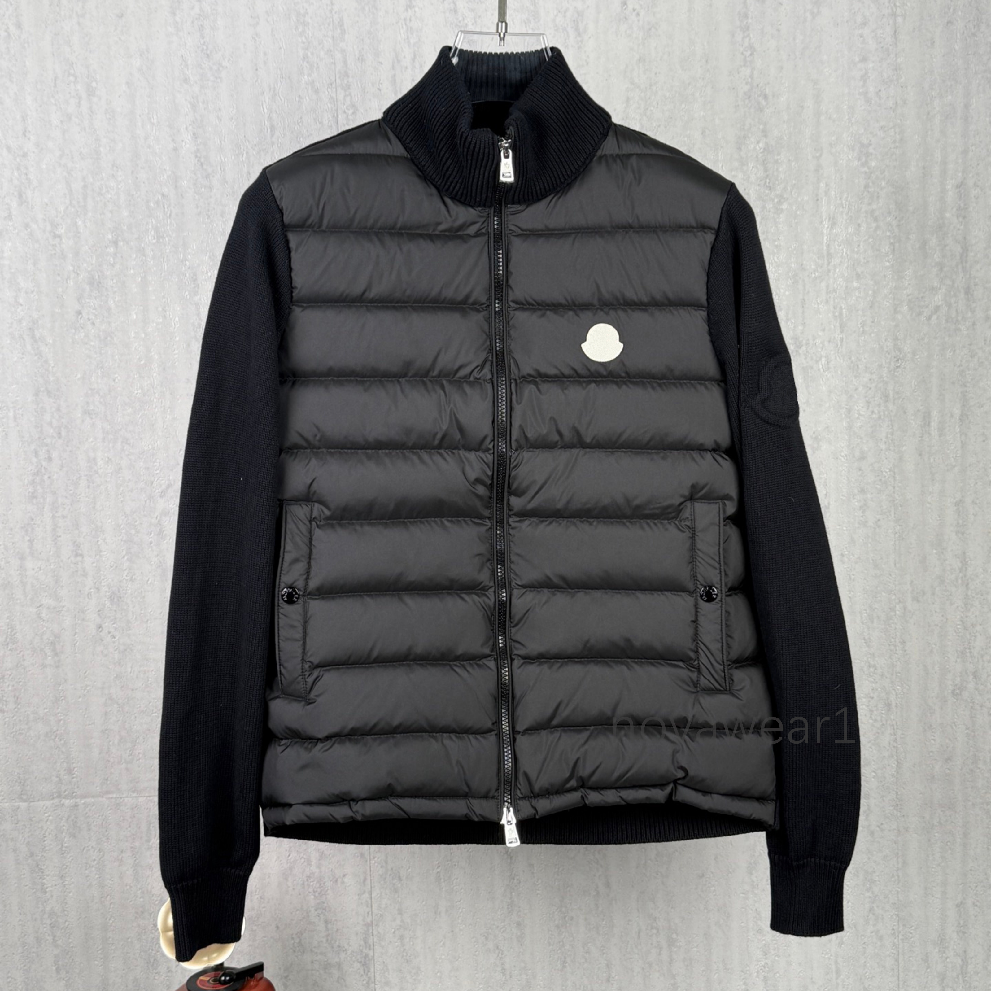 Designer Parkas luxury winter puffer hooded knitted splicing lightweight down jacket windproof warm short outerwear thickening fluffy shiny outdoor