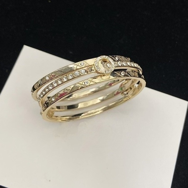 Bracelets de créateurs de luxe plaqué or pour femmes, manchette large, cadeau de mariage, bijoux