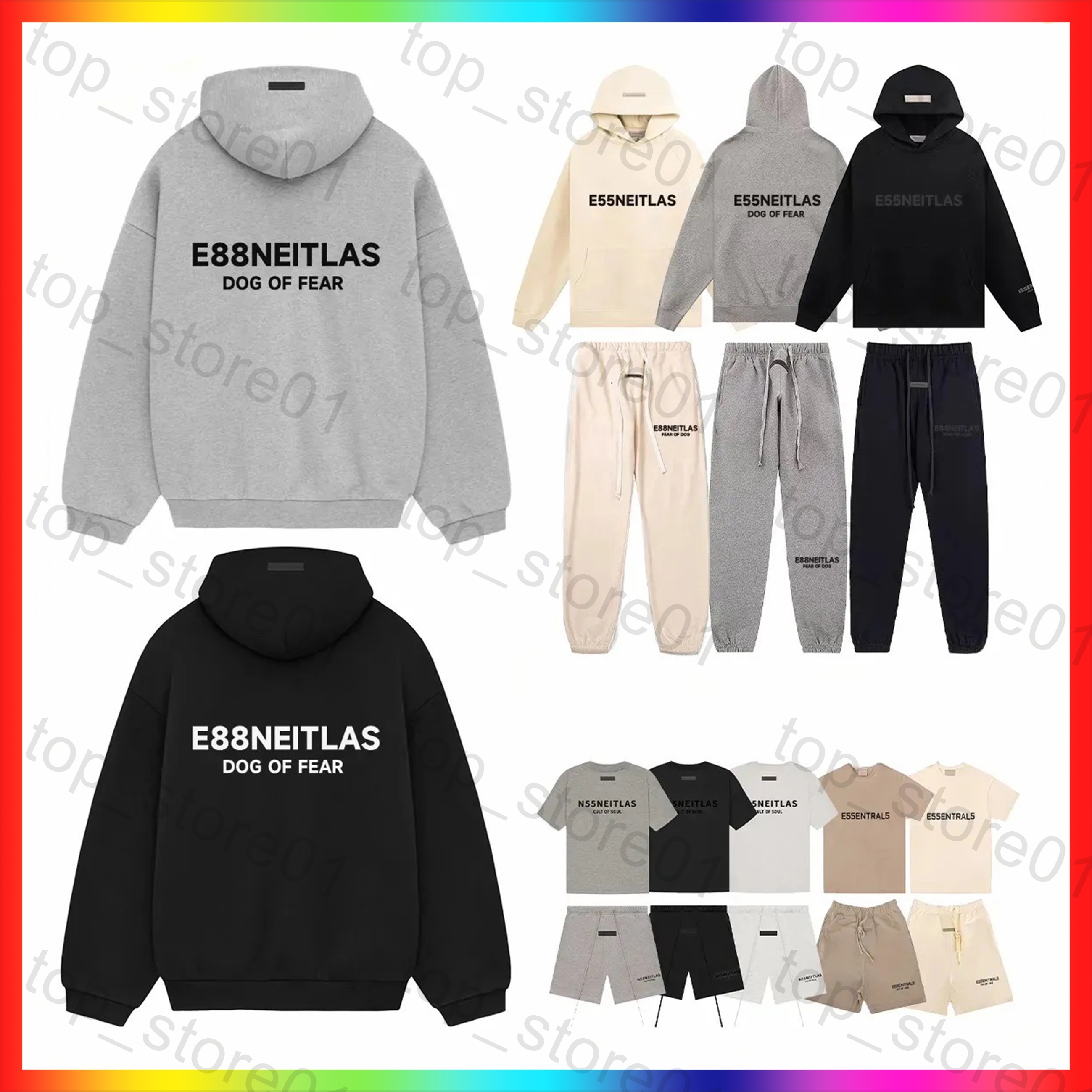 Designer Hoodies mens essential Tracksuit 3D Silicon Reflective Letter shorts Oversized essential hoodie Sweatshirts Casual Sweatpants Couples Loose