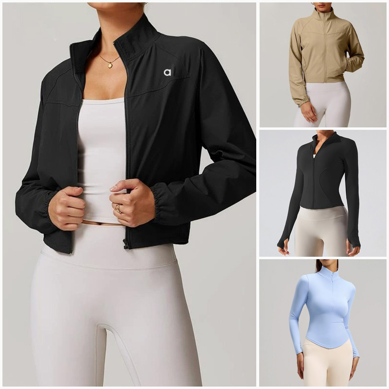 Womens Yoga Suits Sports Jacket Leggings Quick-drying Slim Collar Breathable Outdoor Fitness Running Sports Top