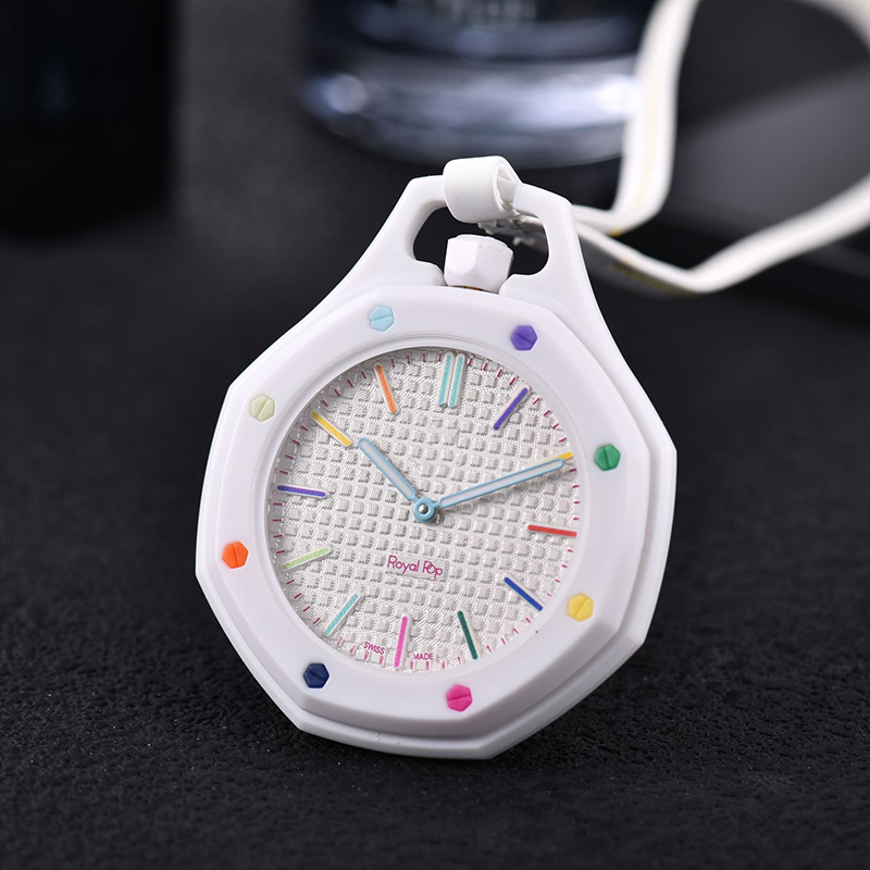 2026 High Quality Fashion Pocket Watch Sports Co branded Waterproof octagon Fashion Trend Quartz Pocket Watch with 8 Colors Detachable silicone stra