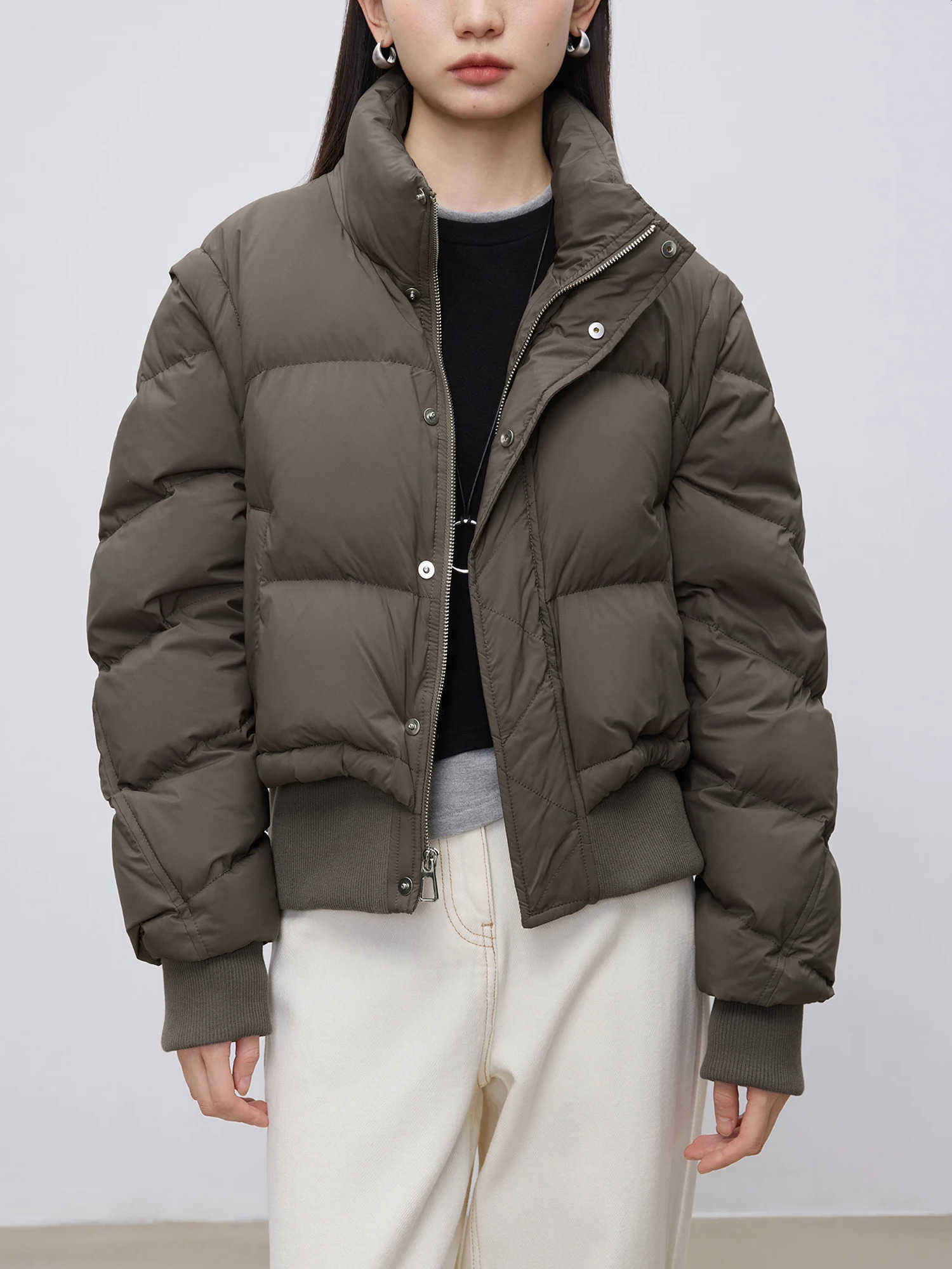 Petite ZIQIAO Size Short Down Jacket for Women 2024 Winter Vest Brown 24ZQ94007 S26101402GD