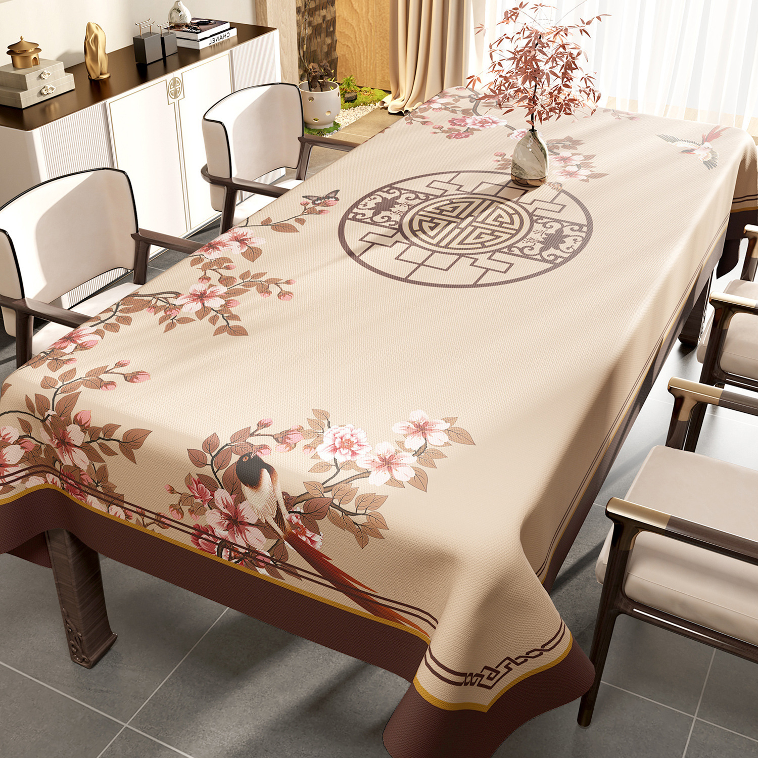 Nappe de Table rectangulaire personnalisée, nouveau Style chinois, imperméable, résistante à l'huile et facile à nettoyer, YL-39338