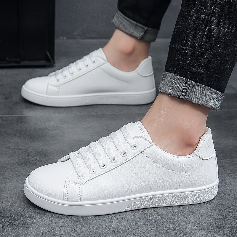 2026 New White Sneakers, Solid Color, Versatile, Korean Style, Trendy Sports Casual For Men, Cross-Border Foreign Trade Men's Shoes