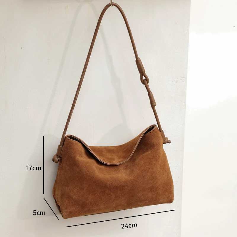 Designer Bag Suede Totes Wen Genuine Casual Tote Fem Shoder Bags Ladies Large Capacity Vintage Cowhide Natural Cow Leather Wan Handbag J261016