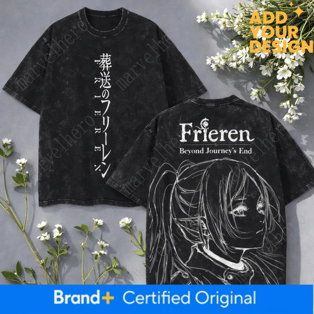 Vintage Anime Frieren Graphic Washed T Shirt Spring Men S Women Casual Oversized Tee Top Streetwear Harajuku