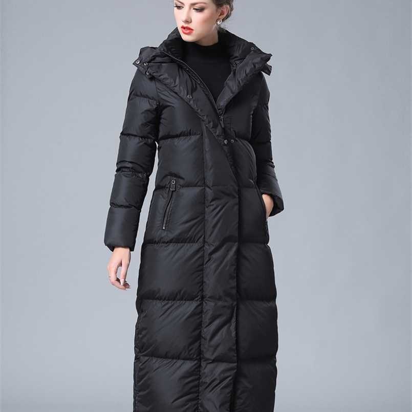 winter Women's clothing puffer down coat big size 4XL black gray navy blue thick warm large size long down jacket S261014D7R8