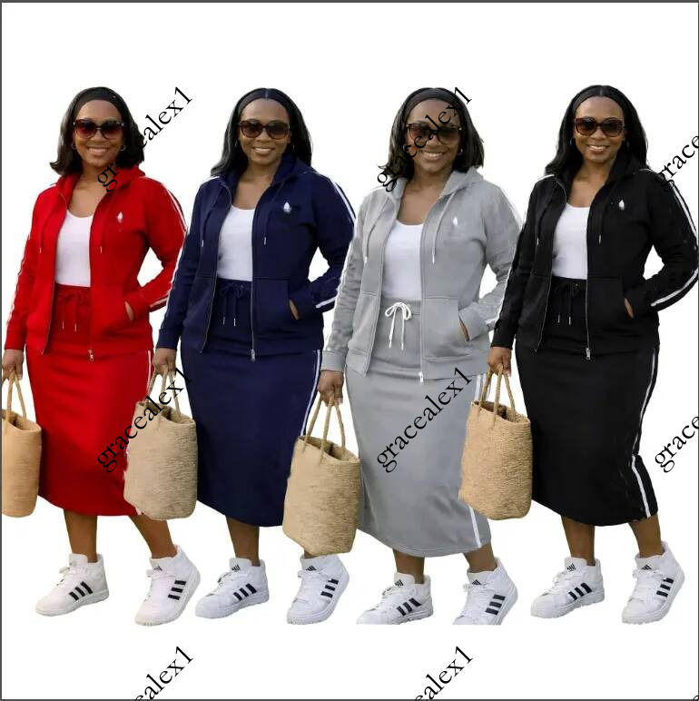 new Women's hooded hoodies half dress casual zipper cardigan jacket +drawstring wrapped hip dresses two piece set