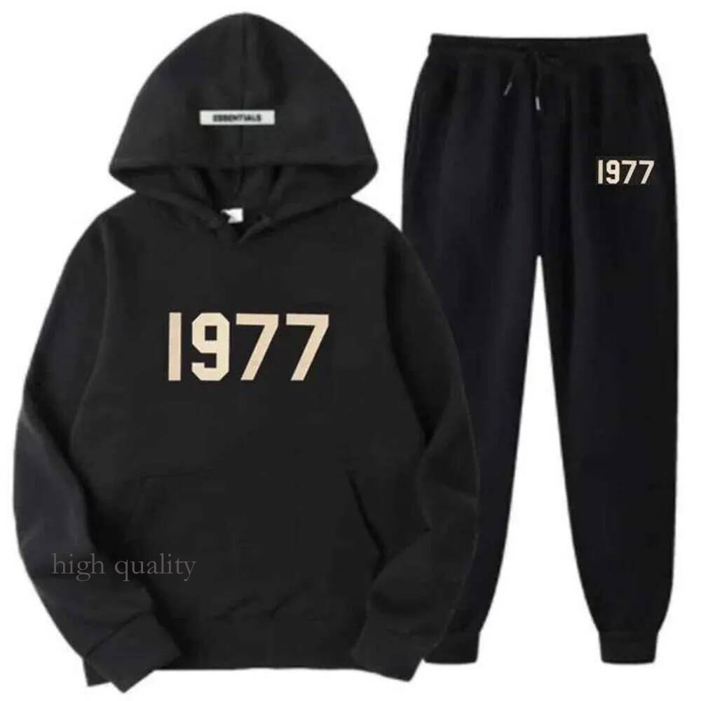 Asian Size 1977 Sets Essentials Hoodie And Jogger Sweatpants Unisex Mens Womens Fashion Designer Sportswear 2 Piece Outfit Loose Casual Pullover Spo