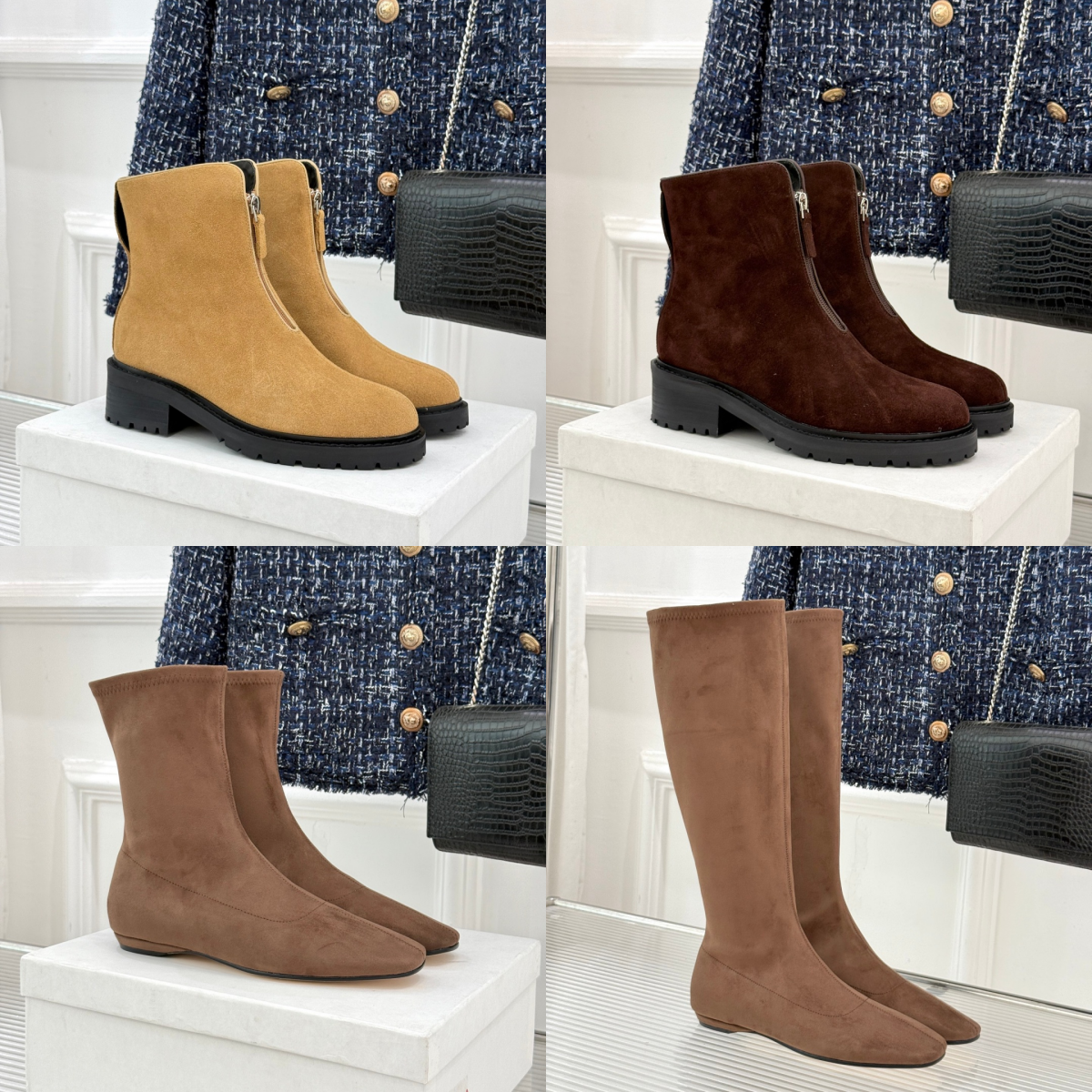 Luxurys Guidi Designer Gdi Boots Women Front Zipper Ankle Boot PL2 Genuine Leather Thick Sole Short Row Footwear Bootie Fashion Combat Motorcycle Bo