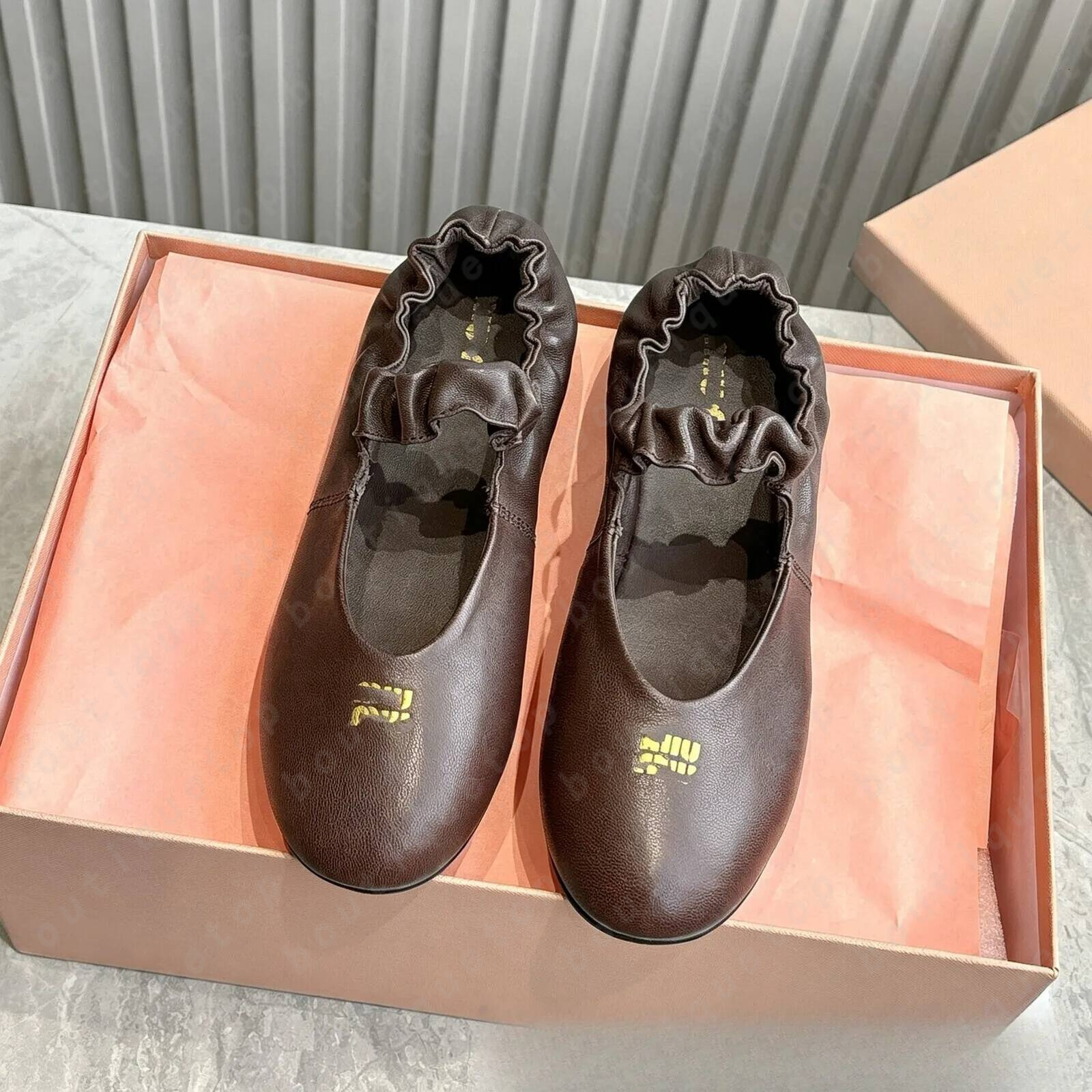 Miulyness Muilies shoe woman Ballet Flats shoes designer shoe loafer 100% real leather Flat Ballerina Shoes luxury shoe Classic Mary Jane women Muim