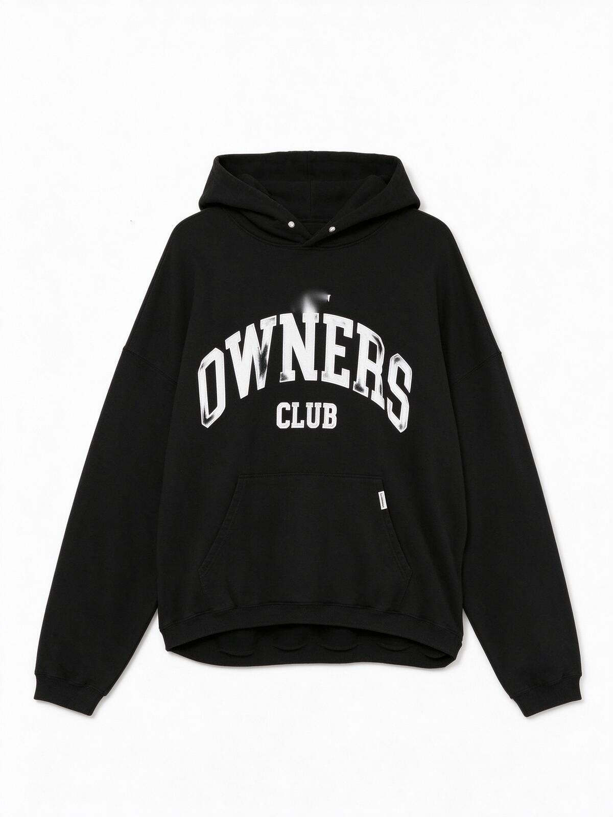 Owners club Hoodie Design representerhoodies Mens Hoodie Back Cursive Letter Slogan Print Premium Cotton High Street Casual Pullover for Spring Fall
