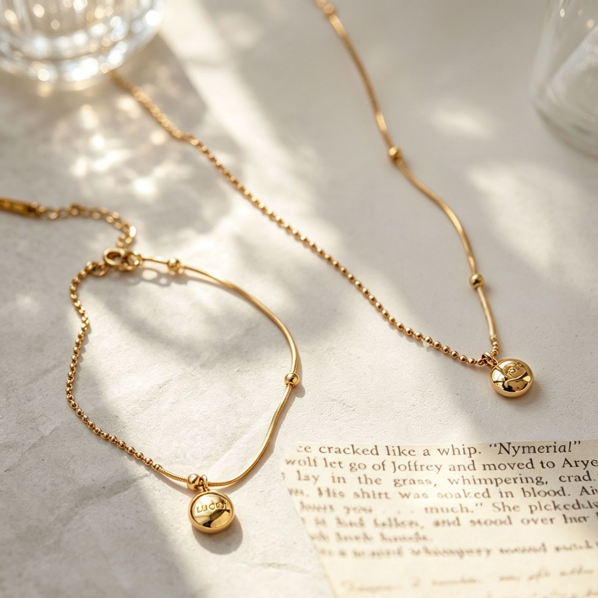 Fashionable, Minimalist, Sophisticated Letter-Bead LUCKY Titanium Steel Necklace For Women, A Light Luxury And Niche Clavicle Chain Set