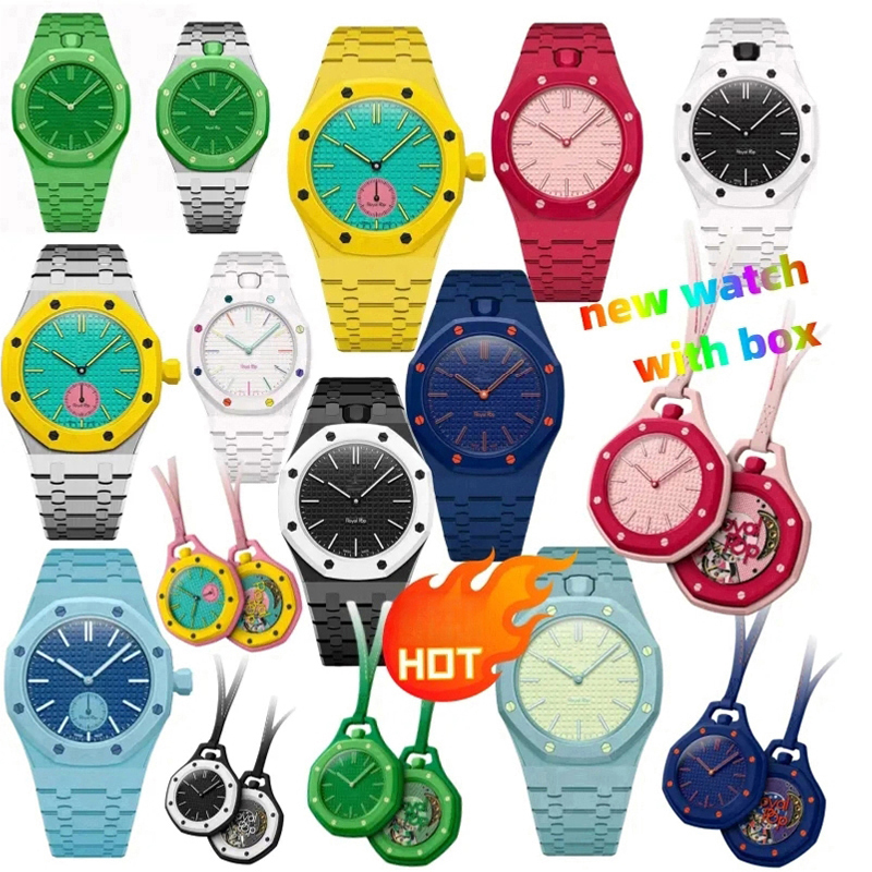 Royal Popswatch Montre de poche automatique LOVER cadran céramique 8 couleurs corde cuir cadeau homme femme avec boîte