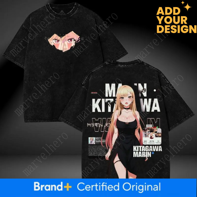 Anime My Dress Up Darling Kitagawa Marin T Shirt For Men S Clothing Washed Oversized T Shirrt High Quality Tees Tops
