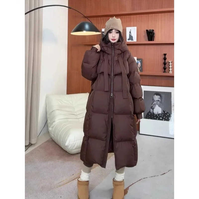Long Fashions Womens Winter Down Jacket Hooded Coats Thicken Warm White Duck Highend Parkas Light Outwear S261014FY3D