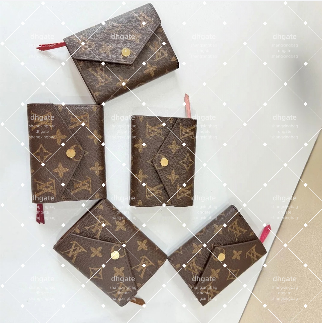 Man Women Designer luxury Wallets Coin Purse Holder designer bag wallet purse Leather Brown Flower Victorine Credit Card holder Chain Purses Key Pou