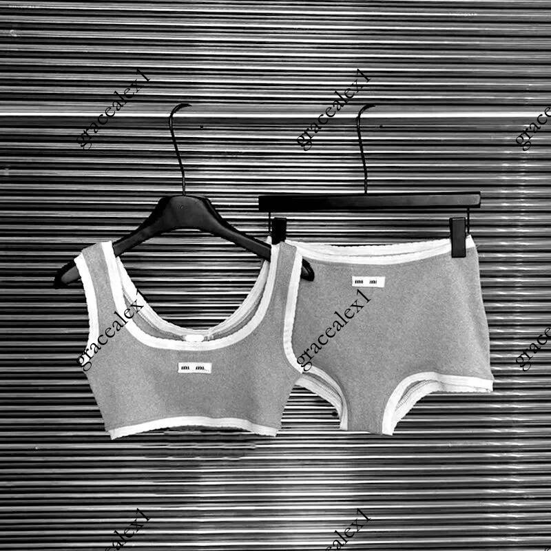 Women designer letter logo print tanks crop top and shorts yoga sports 2 piece suit underwear lingerie twinset SML