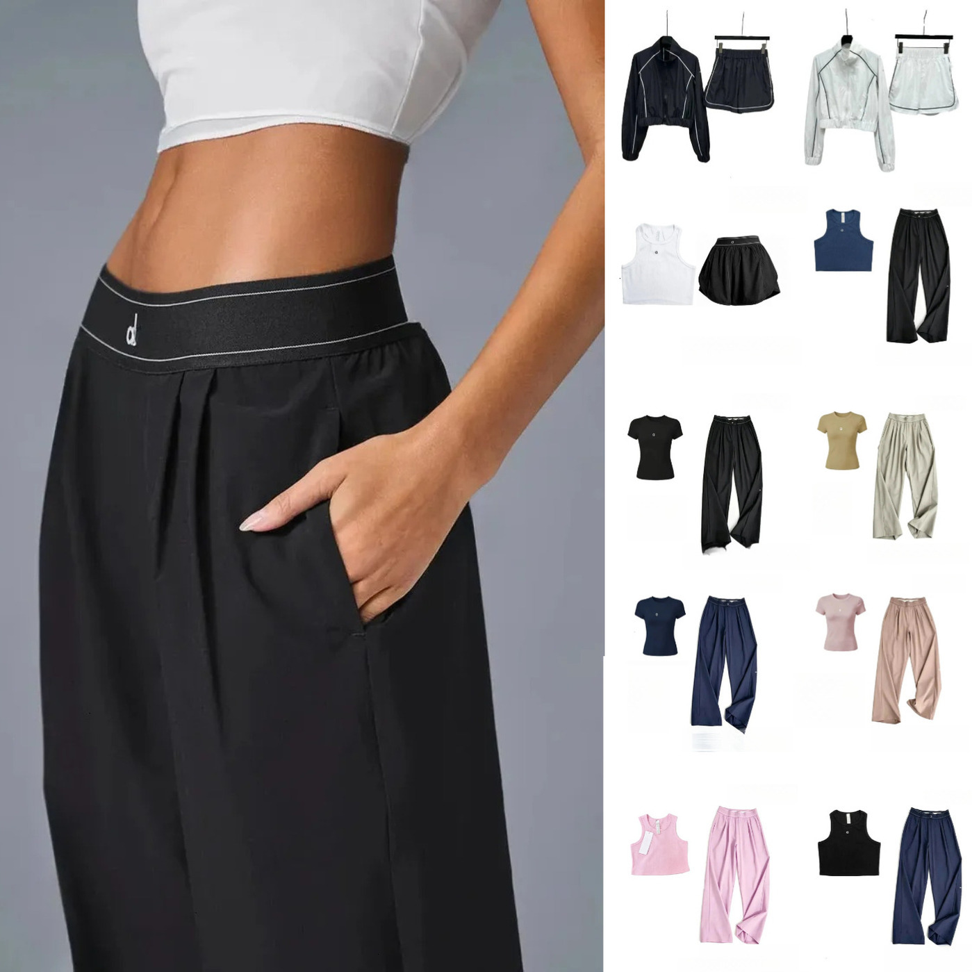 Yoga Pants Clothes Womens Sets T shirts Dance Studio Trousers Suit Up shorts Paradise Pink Running Pant aloquarterzip Jogger Sweatpants Skirts A7 65