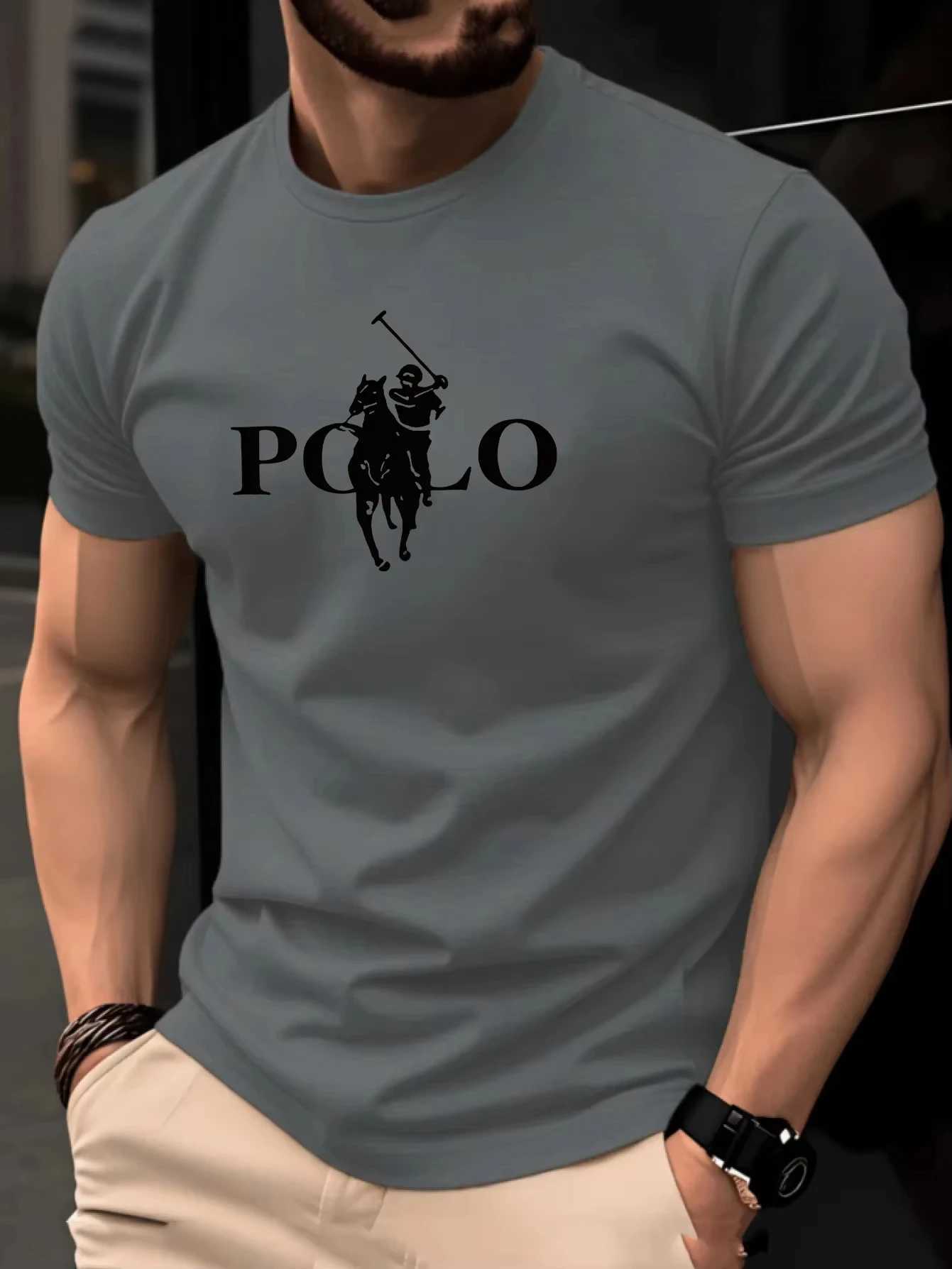 Men's Summer Simple and Fashionable Casual Business Short Sved T-shirt Round Neck Solid Color Sports Quick Drying Top Q261015