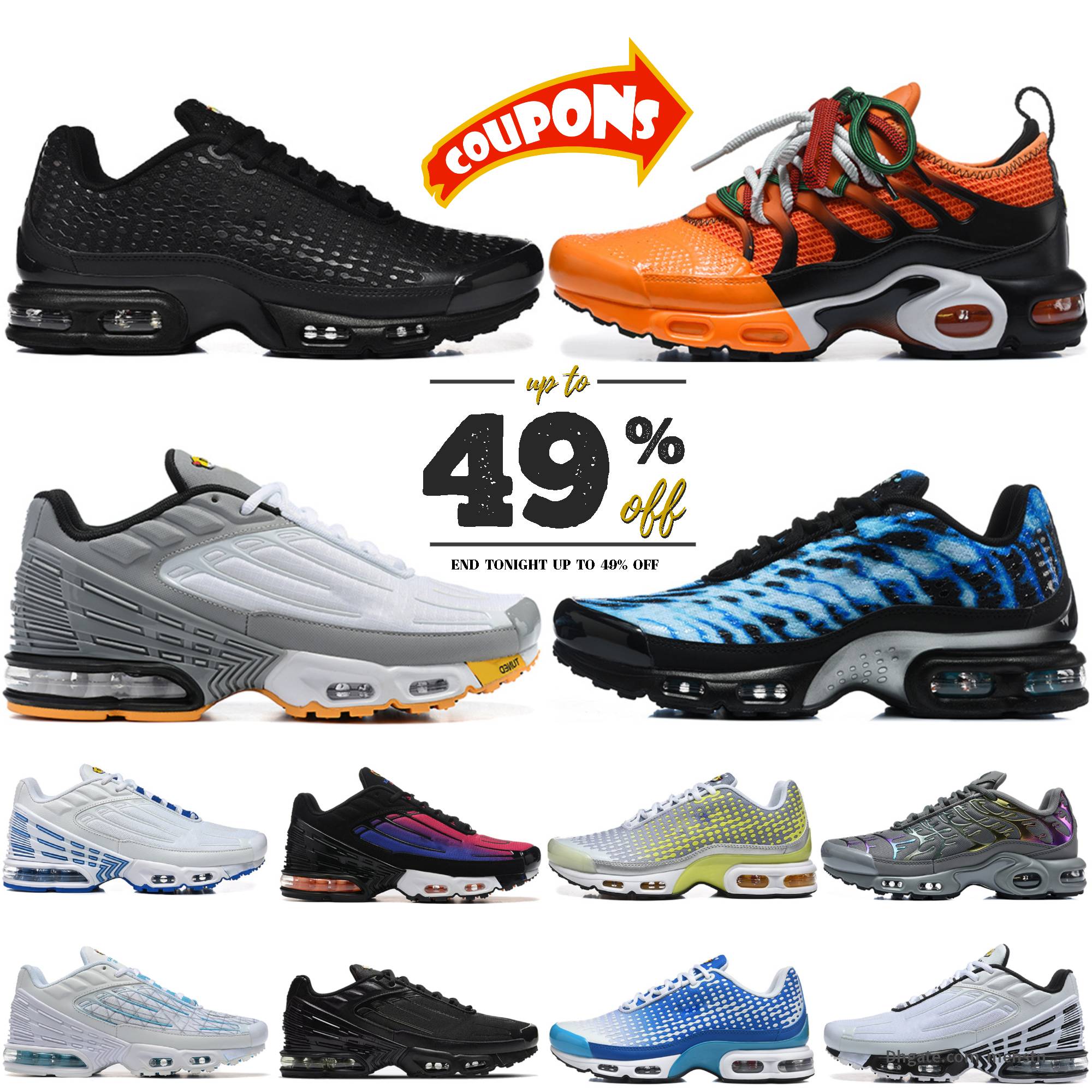 2027 Designer Tuned Tn Plus 3 Running Shoes Womens Mens Tn3 VII Trainers Unity Bred Grey Mesh Black Aqua Red White Silver Blue Sneakers Laser Blue t