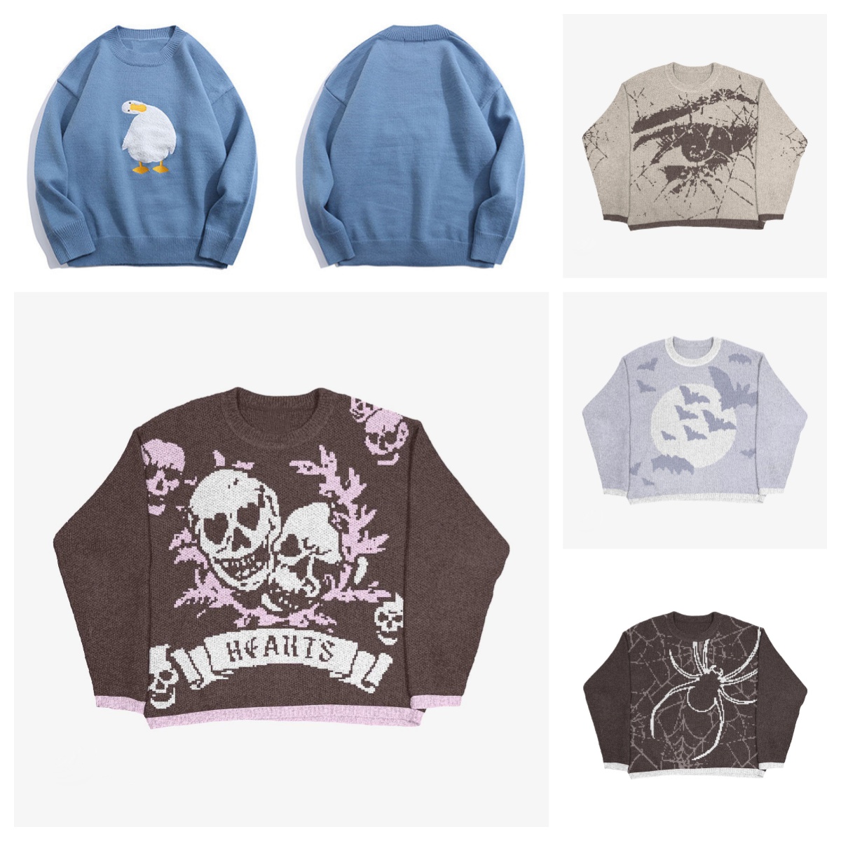 Knitwear Halloween Mens Women's Sweaters Harajuku Fashion Male Autumn Winter Loose Top Casual Streetwear Pullover Sweaters Vintage Clothe
