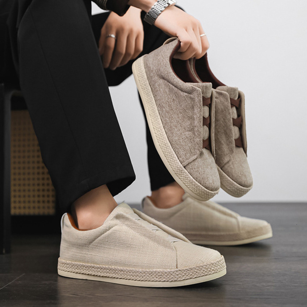 New low-top linen shoes for casual wear, small-sized men's shoes, trendy men's shoes with breathable soles