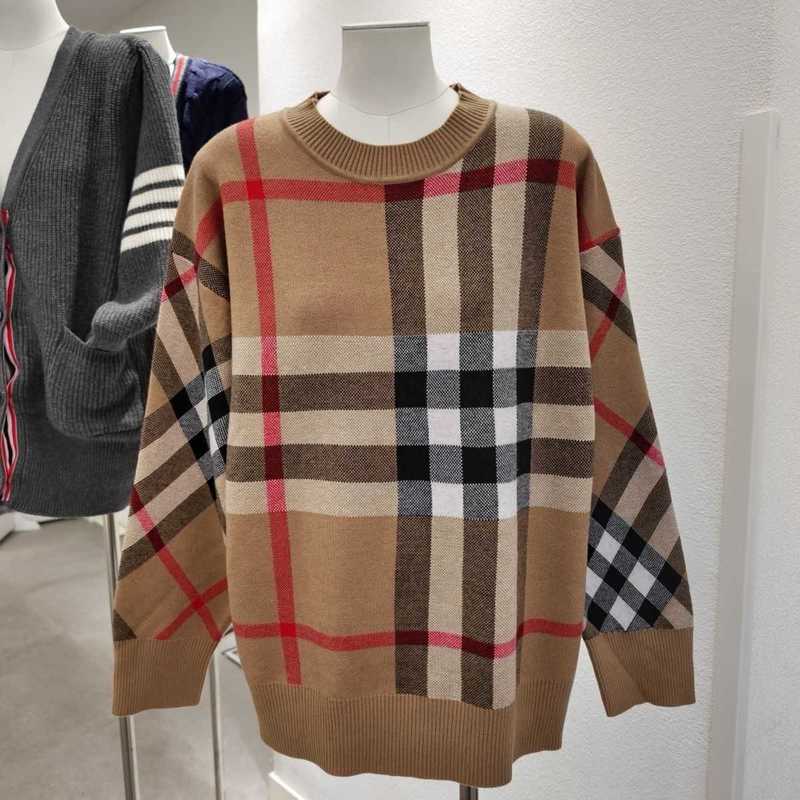 Designer Women's Sweaters Sweaters Long-sleeved Knit Sweater, Classic Unisex Round Neck, Loose Plaid Casual And Relaxed Look, Suitable For Wear