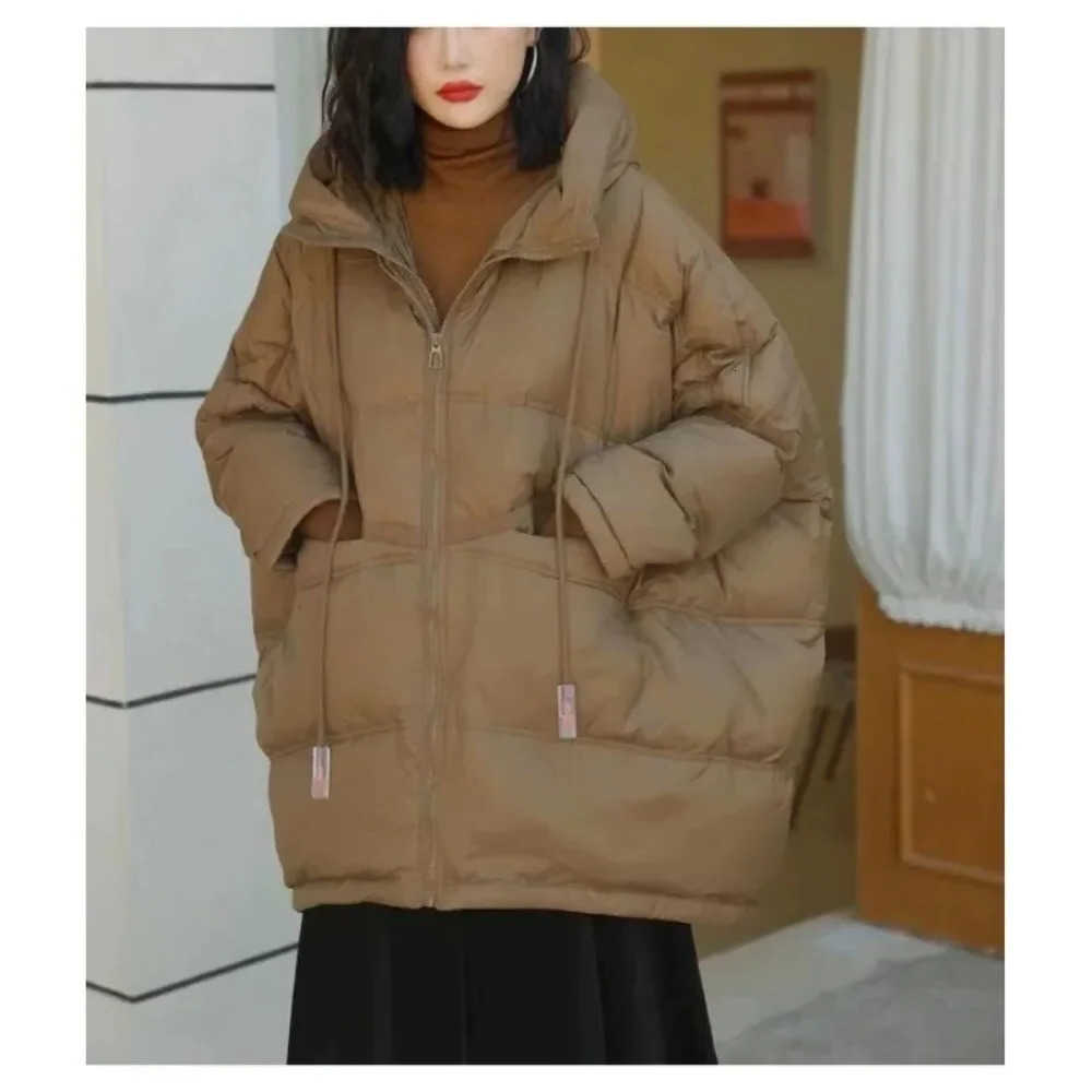 Down 2024 Jacket Women White Duck Coat Autumn Winter Warm Outerwear Hood Office Lady S2610147JZP