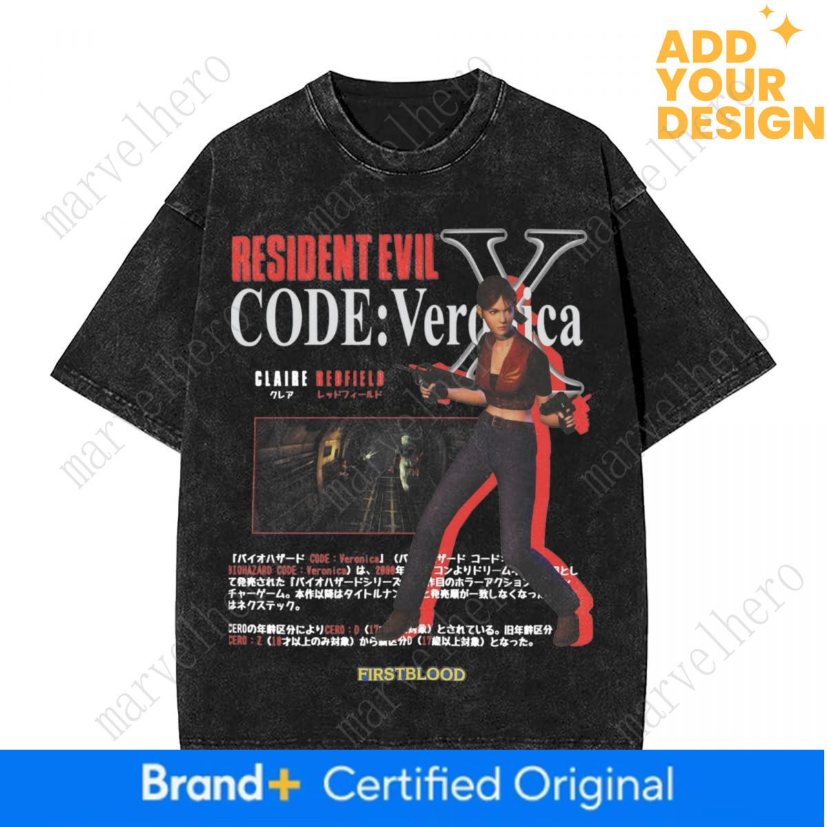 Resident Evils Code Veronica X T Shirts Hip Hop Washed Street T Shirt Vintage Men Women Clothes Short Sleeve Tees