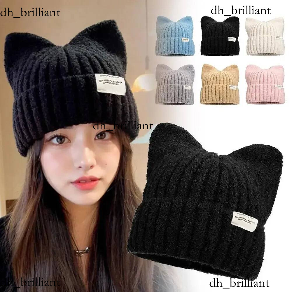 Bonnet d'hiver avec oreilles de chat, casquette chaude avec coupe-vent, épais, doux, polyvalent, pull tricoté, pour femmes et filles, tendance 26