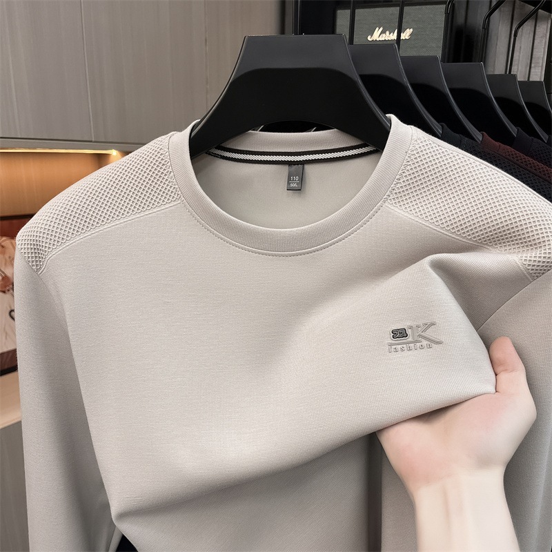 Men's Thickened And Long Air Layer Hoodie Fall 2026 New Round Collar Design Casual Style Print Pattern Comfortable And Close Fitting As An Inte